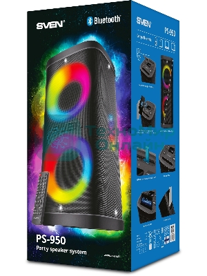 Мобильные колонки SVEN PS-950 2.0 черные 2x80 W Bluetooth