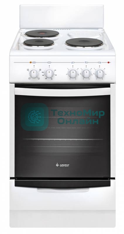 Плита электрическая Gefest 5140 0031 белый, конфорок 3 шт, духовка 55 л, 50 см x 85 см x 58.5 см