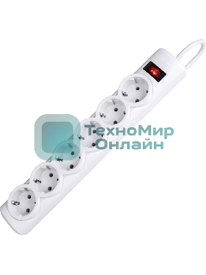 Сетевой фильтр Defender DFS 151 1,8 м, белый, 6 розеток
