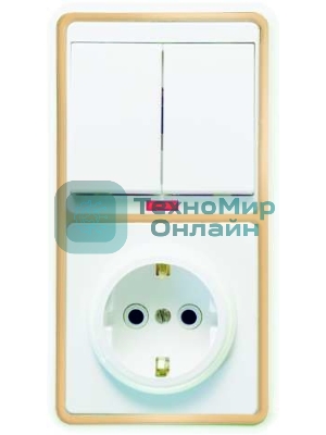 Блок Кунцево-Электро БКВР-055 Бэлла (2-кл. выкл. с инд. + розетка с заземл.) зол.
