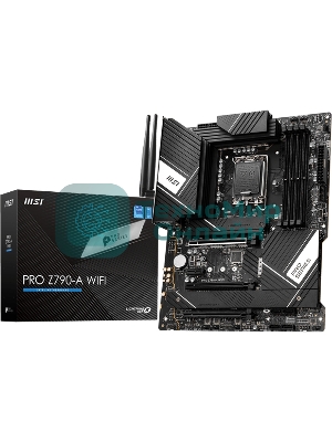Материнская плата MSI PRO Z790-A WIFI, LGA1700, Intel Z790, 4xDDR5, 6xSATA, 4xM.2, 1xPCIe 5.0 x16, 1xPCIe 4.0 x4, 1xPCIe 3.0 x1, 1xDP, 1xHDMI, 1x2.5Gb LAN, Wi-Fi 6E, Bluetooth 5.3, 1xUSB-C 20Gbps, 3xUSB-A 10Gbps, 2xUSB-A 5Gbps, 2xUSB-A 2.0, 5x3.5 мм, 7.1, ATX