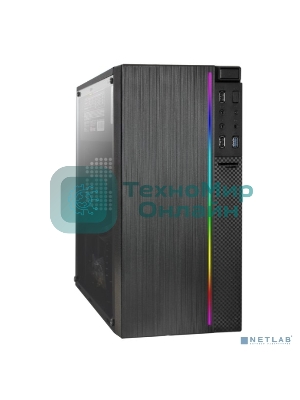 Компьютерный корпус Minitower ExeGate mEVO-9301-EVO800 (mATX, БП EVO800RGb с вент. 12см, с окном, 2хUSB+1хUSB 3.0, HD аудио, черный, с RGb подсветкой)