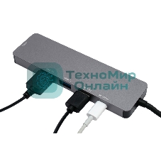 Концентратор USB Type-C Gembird UHB-D1, 5в1: 3хUSB3.1, Type-C PD100W, HDMI, кабель 17см, алюминий