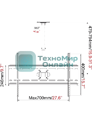 Кронштейн для телевизора Cactus CS-CP04-R черный 37