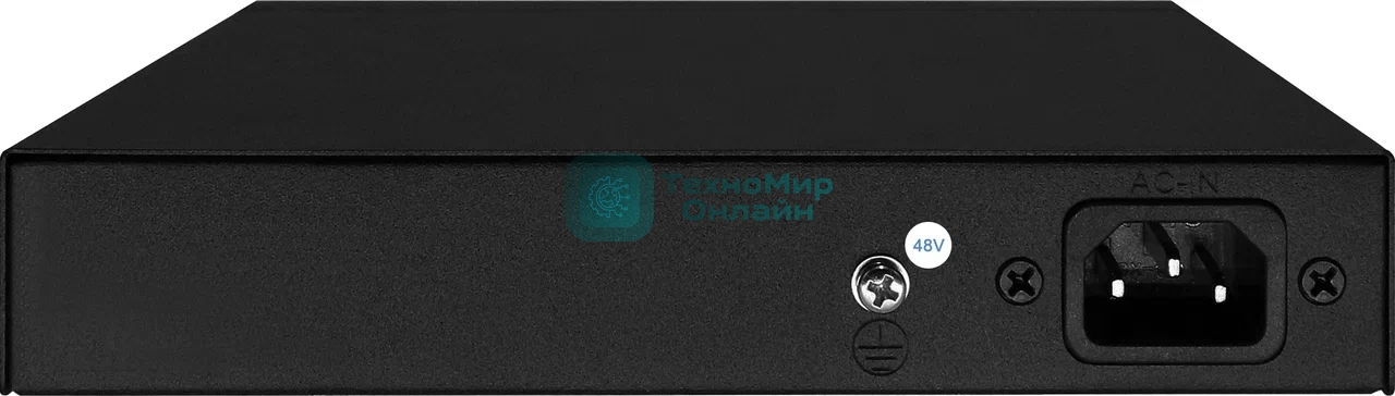 Passive PoE коммутатор Fast Ethernet на 6 портов. Порты: 4 х FE (10/100 Base-T, 52V 4,5(+) 7,8(–)) совместимы с PoE (IEEE 802.3af/at), 2 x FE (10/100 Base-T) Uplink. Совместим со стандартами PoE IEEE 802.3af/at. Мощность PoE на порт - до 30W. Поддержка режима CCTV: Увеличение расстояния передачи данных и питания до 250м. Встроенная грозозащита 3кВ. Питание: AC100-240V (80W) Встроенный БП. Размеры (ШхВхГ): 168x32x93мм. Рабочая температура: 0...+50 гр. С