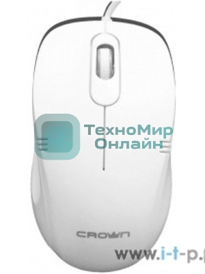 Мышь проводная Crown CMM-502 белый, 1000 dpi, USB, кнопки - 3