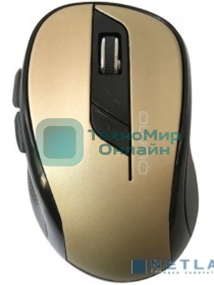Мышь беспроводная Qumo Office Line M64 золотистый, 1600 dpi, радиоканал, USB, кнопки - 6