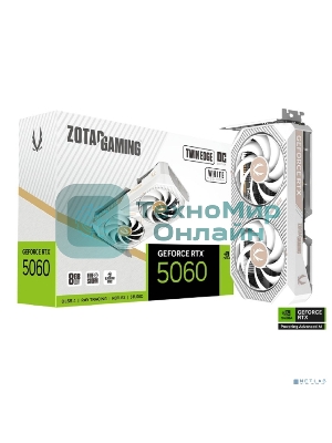 Видеокарта Zotac PCI-E 5.0 RTX 5060 TWIN EDGE OC WHITE ED NVIDIA GeForce RTX 5060 8Gb 128bit GDDR7 2527/28000 HDMIx1 DPx3 HDCP Ret белый