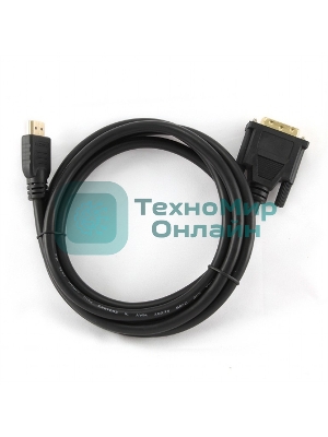 Кабель HDMI-DVI Cablexpert CC-HDMI-DVI-6, 19M/19M, single link, медь, позол.разъемы, экран, 1.8м, черный, пакет