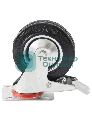 Колесо поворотное Сибртех с тормозом, диаметр 200 мм, крепление платформенное
