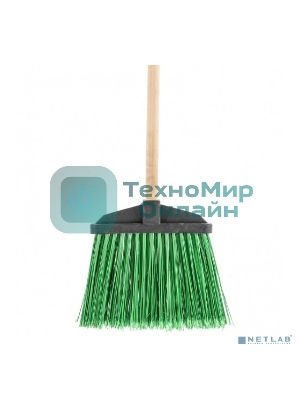 Метла полипропиленовая Сибртех, 345х200х1420 мм, веерная распушенная, деревянный черенок