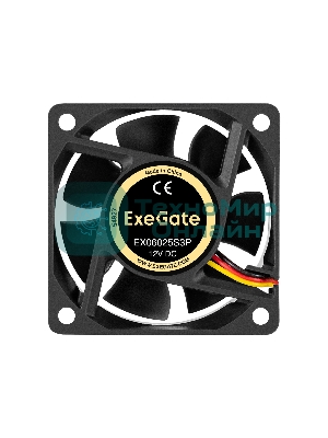 Вентилятор для корпуса ExeGate EX06025S3P черный, 60 мм, 3500 об/мин, 24 дБ, 3 pin