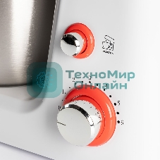 Миксер стационарный Endever Sigma-25, 1000 Вт., планетарный, многофункциональный, стальная чаша 3,5 л., регулировка скорости, белый/красный