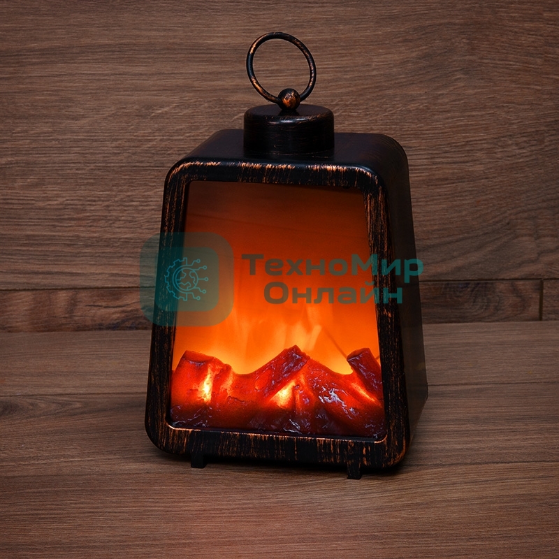 Светодиодный камин Neon-night Лофт с эффектом живого огня 17х10х24,5 см, 3хС (не в комплекте) и USB (в комплекте)