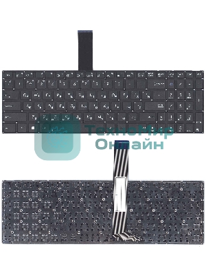 Клавиатура для ноутбука Asus K56 черная без рамки, плоский Enter