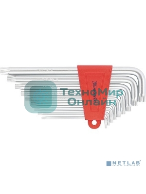 Набор ключей Matrix имбусовых TORX, 9 шт: T10-T50, CrV, удлиненные, сатин.