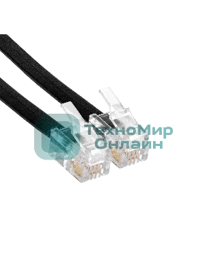 Патч-корд телефонный ExeGate TC4P4C-4M (шнур для телефонной трубки, витой, RJ-10 (4P-4C), 4м, черный)