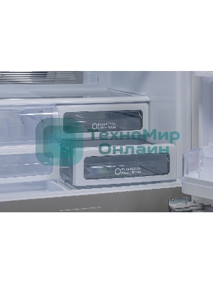 Холодильник Sharp SJGX98PWH белое стекло четырехкамерный 394/211л морозилка снизу, No Frost, Side by Side