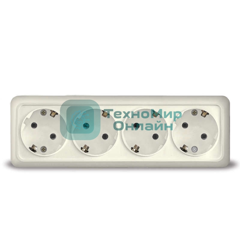 Розетка 4-м ОП Олимп с заземл. беж. UNIVersal 1169
