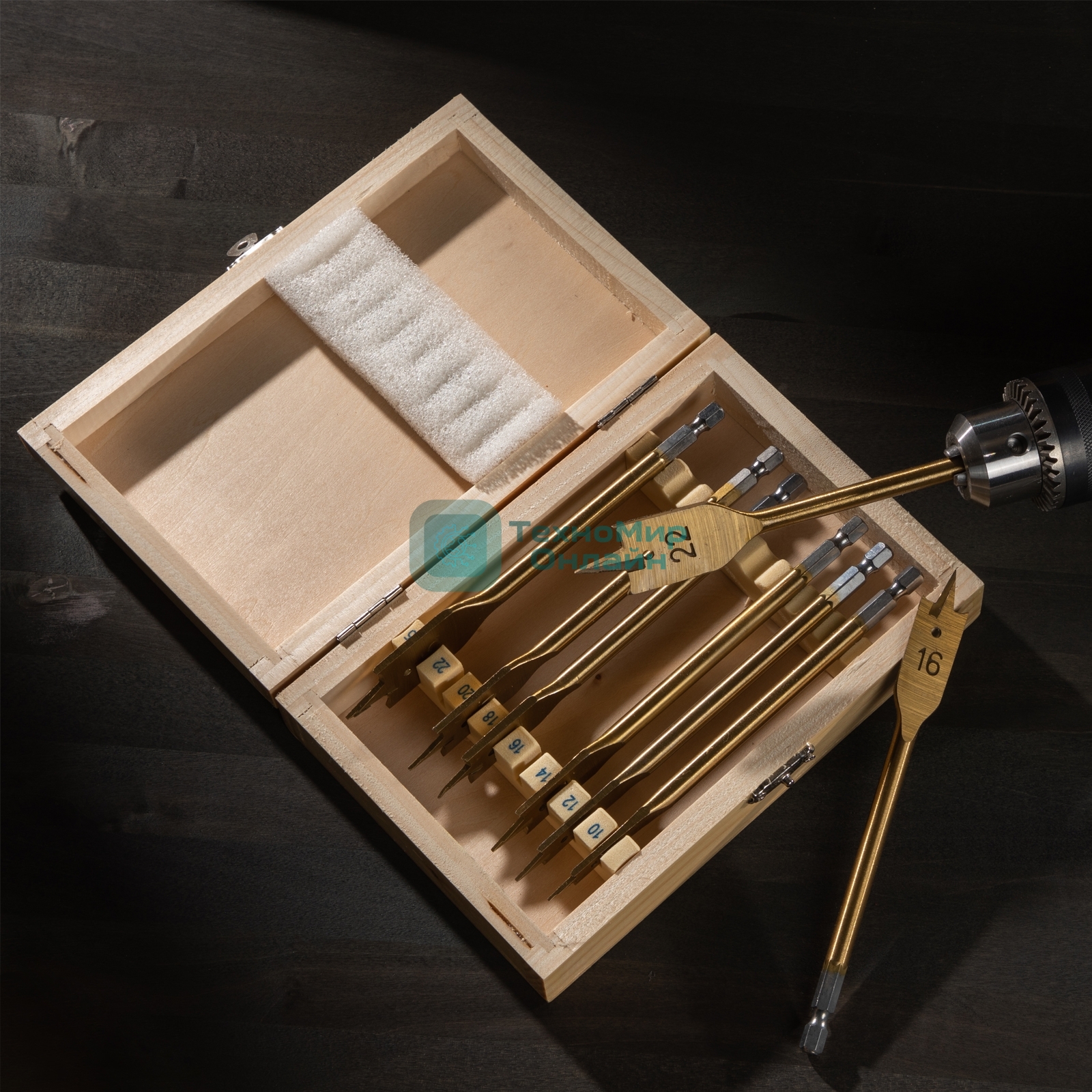 Набор сверл Matrix перовых по дереву, 10-12-14-16-18-20-22-25 мм 8 шт дерев,