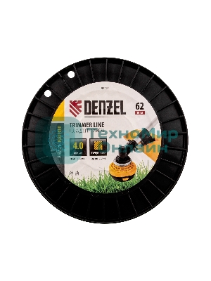 Леска для триммера Denzel квадрат, 4,0мм х 62м, на DIN катушке FLEX CORD