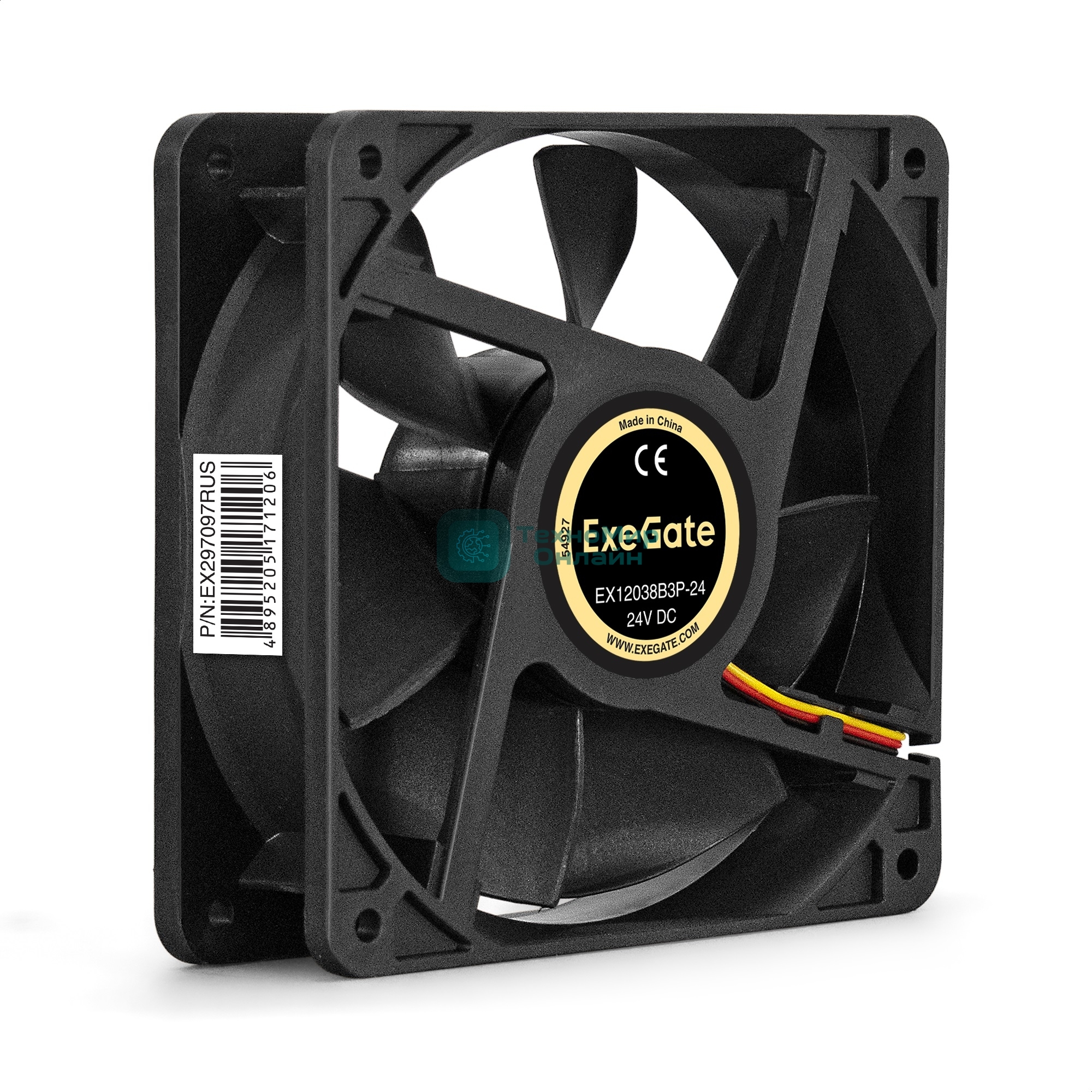 Вентилятор для корпуса ExeGate EX12038B3P-24 черный, 120 мм, 3000 об/мин, 46.1 дБ, 3 pin