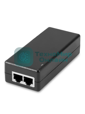 PoE-инжектор Gigabit Ethernet на 1 порт, мощностью до 30W. Совместим с оборудованием PoE IEEE 802.3af/at. Мощность PoE на порт - до 30W. Напряжение PoE - 48V(конт. 4,5(+), 7,8(-)). Порты: вх. - 1 x RJ45(10/100/1000 Base-T), вых. 1 x RJ45(10/100/1000 Base-T, PoE 48V). Питание: AC100-240V. Размеры (ШхВхГ): 50x30x105мм. Рабочая температура : -10...+55 гр. С.