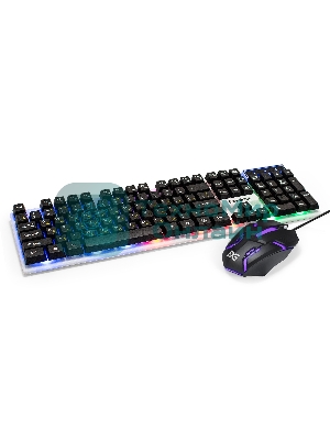 Комплект клавиатура+мышь ExeGate MK140 проводной, USB, 1000 DPI, чёрный/белый