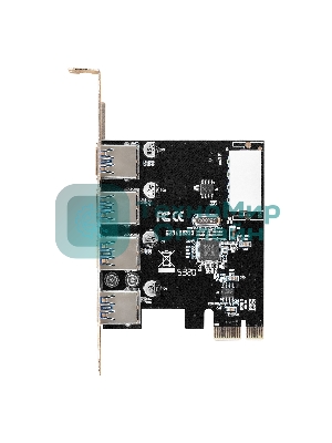 Контроллер ExeGate EXE-314 v2.0 (PCI-E x1 v2.0, 4хUSB 3.0 ext., разъем доп.питания Molex, VIA Labs Chipset VL805)