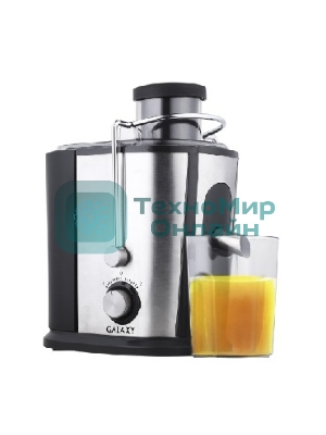Соковыжималка Galaxy GL 0801 серебристый/чёрный, центробежная, 700 Вт, 500 мл, механическое