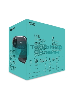 Веб-камера Logitech C310 HD 1280x720, 30 кадр/с, USB Type-A, микрофон (шумоподавление), автоосвещение, универсальное крепление