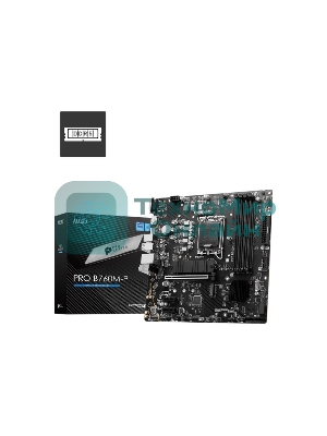 Материнская плата MSI PRO B760M-P DDR5, LGA 1700, Intel B760, 4xDDR5, 4xSATA, 2xM.2, 1xPCIe 4.0 x16, 2xPCIe 3.0 x1, 1xHDMI, 1xDP, 1xVGA, 1x1Gb LAN, 4xUSB-A 2.0, 1xUSB-A 3.2 Gen 1, 1xUSB-C 3.2 Gen 2, 3x3.5 мм, 7.1, mATX