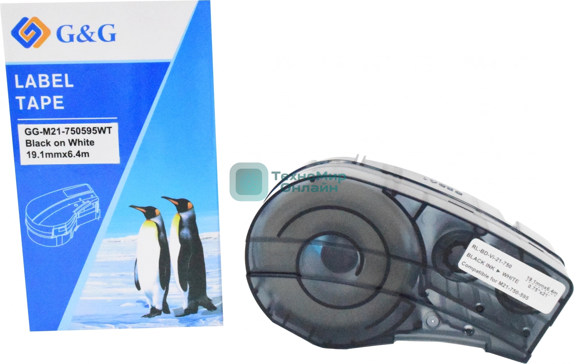 Картридж ленточный G&G GG-M21-750595WT черный на белом 19.1x6.4 для Brady BMP21-PLUS/BMP21-LAB