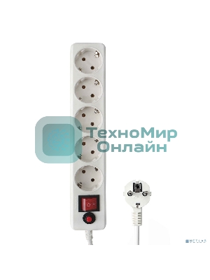 Сетевой фильтр Гарнизон EHLW-2 5р 10А 3 м белый