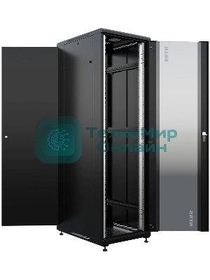 Шкаф серверный NTSS Премиум (NTSS-R42U6080GS-BL) напольный 42U 600x800 мм пер. дв. стекл. металл 900 кг черный 710 мм 99 кг 1987 мм IP20 сталь