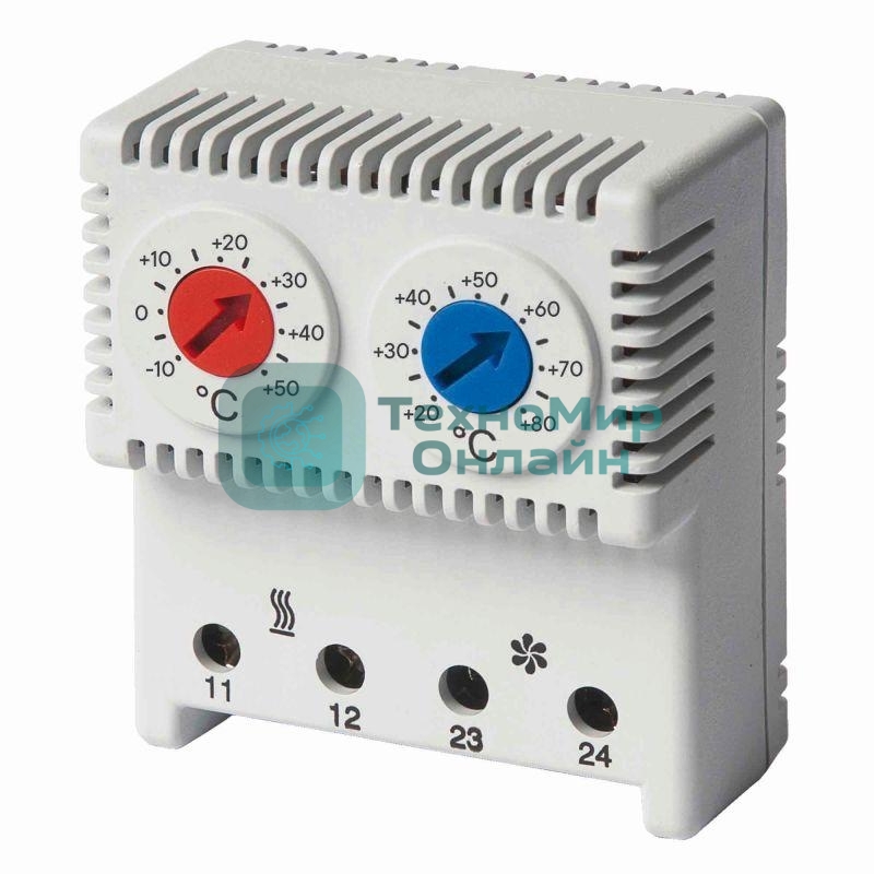 Термостат сдвоенный ДКС R5THRV13 диапазон темп. для NC контакта: 10-50градС; для NO: 20-80град.C