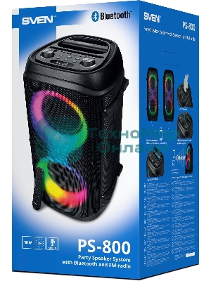 Колонка портативная SVEN PS-800 черный 100W 2.0 BT 10м 4400mAh