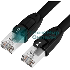 Патч-корд GCR PROF кат.8 ethernet 30.0m F/FTP, RJ45, CU, 26 AWG, литой, прямой, черный, экранированные коннекторы, GCR-52354
