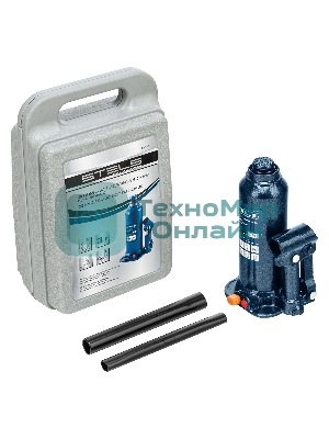 Домкрат гидравлический бутылочный Stels 3 т, h подъема 188–363 мм, в пласт. кейсе