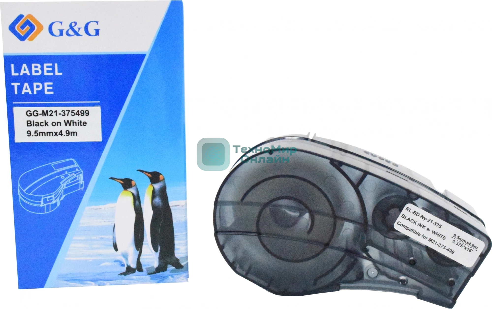 Картридж ленточный G&G GG-M21-375499 черный на белом 9.5x4.9 для Brady BMP21-PLUS, BMP21-LAB