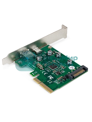 Контроллер ExeGate EXE-320-1A1C (PCI-E x4 v3.0, USB3.2 Gen2 1xType-A + 1xType-C ext., SuperSpeed+ скорость до 10 Гбит/с, разъем доп.питания, ASMedia Chipset ASM1142)