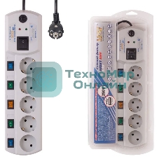 Сетевой фильтр Most EHV 2м, 5 розеток, белый, коробка