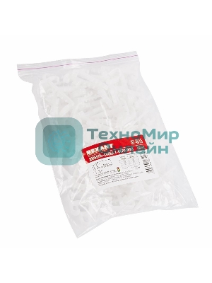 Дюбель-хомут нейлоновый Т-образный Rexant для двух плоских кабелей, 2x12 мм, белый (КФ), упаковка 100 шт.