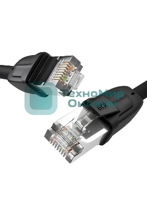 Патч-корд GCR PROF кат.8 ethernet 30.0m F/FTP, RJ45, CU, 26 AWG, литой, прямой, черный, экранированные коннекторы, GCR-52354