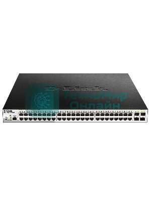 Коммутатор управляемый 2 уровня D-Link DGS-1210-52MPP/ME/B3A PROJ с 48 портами 10/100/1000Base-T и 4 портами 1000Base-X SFP (48 портов с поддержкой PoE 802.3af/802.3at (30 Вт), PoE-бюджет 740 Вт)