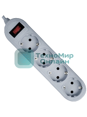 Сетевой фильтр Defender ES Lite, 1.8 м, 4 розетки, серый