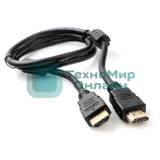 Кабель HDMI Cablexpert CCF2-HDMI4-1M, 19M/19M, v2.0, медь, позол.разъемы, экран, 2 фер.кольца, 1м, черный, пакет