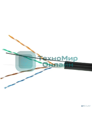 Кабель Cablexpert UPC-5051E-4-CU-OUTR, UTP outdoor 4x2x0.51 на тросу, медный, кат.5e, однож., 305м, coil, черный