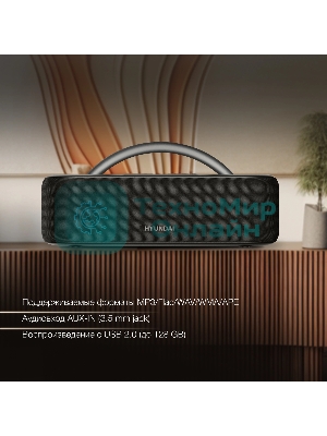 Колонка портативная Hyundai H-PS1028 черный 60W 2.0 BT 10м 4400mAh