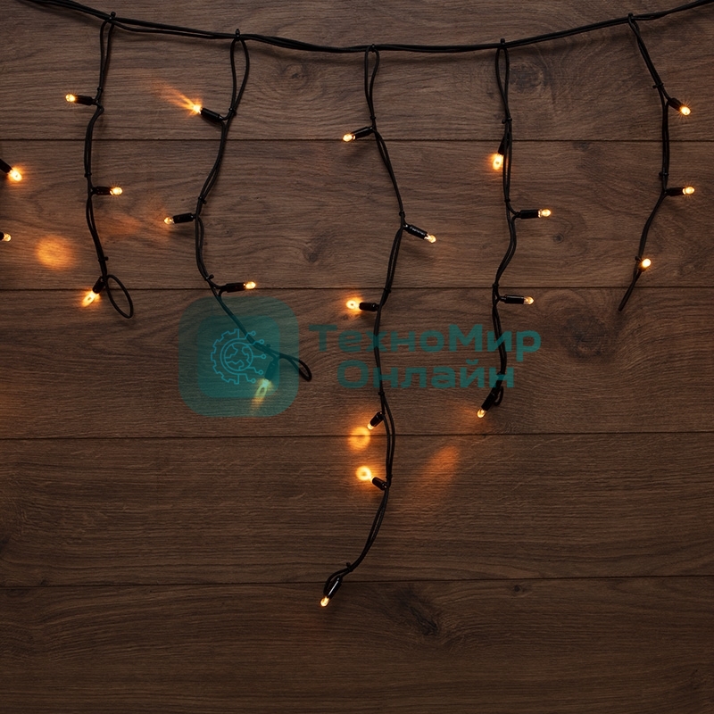 Гирлянда Neon-night Айсикл (Бахрома) светодиодная 5х0,7 м, 152 LED, черный провод каучук, теплое белое свечение